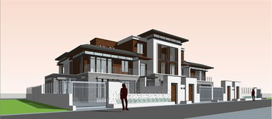 新古典聯(lián)排別墅住宅建筑設計su精品模型